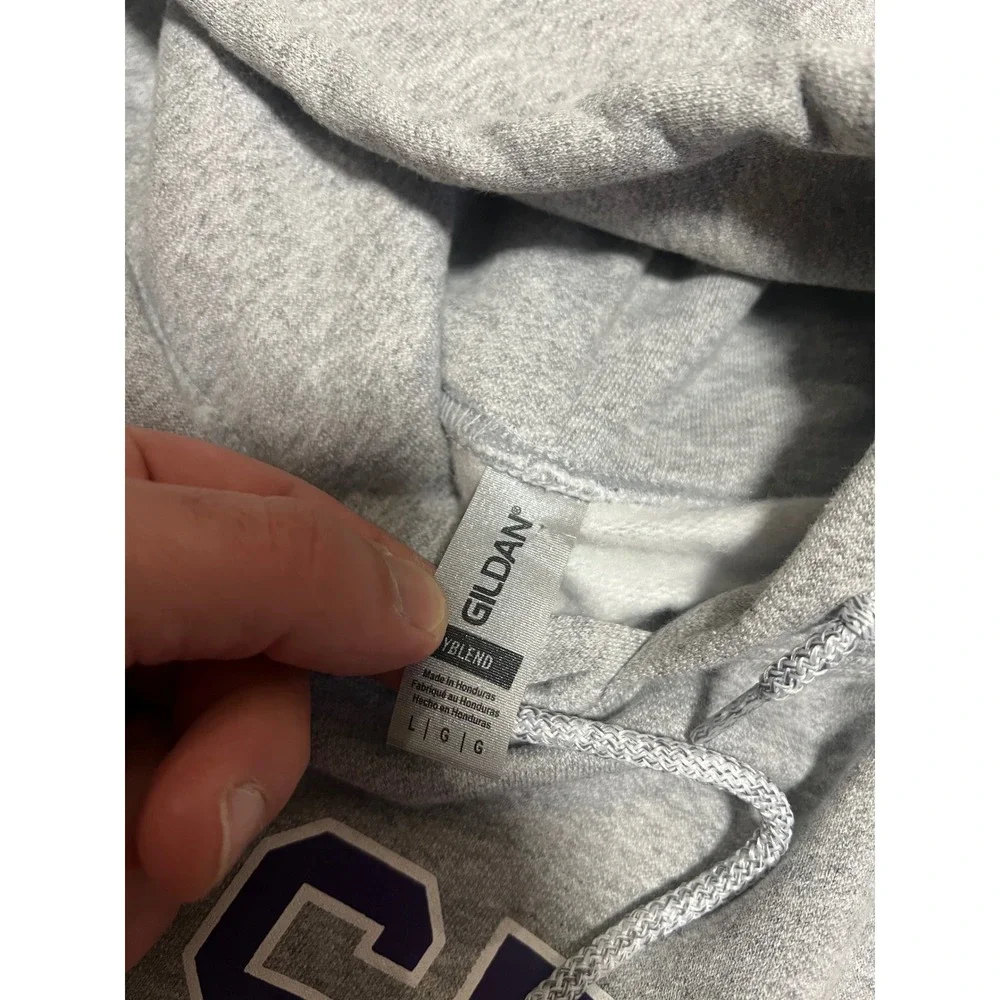 Boston Latin School BLS Hoodie‎ Mens Large Gray Purple Pullover High School BPD